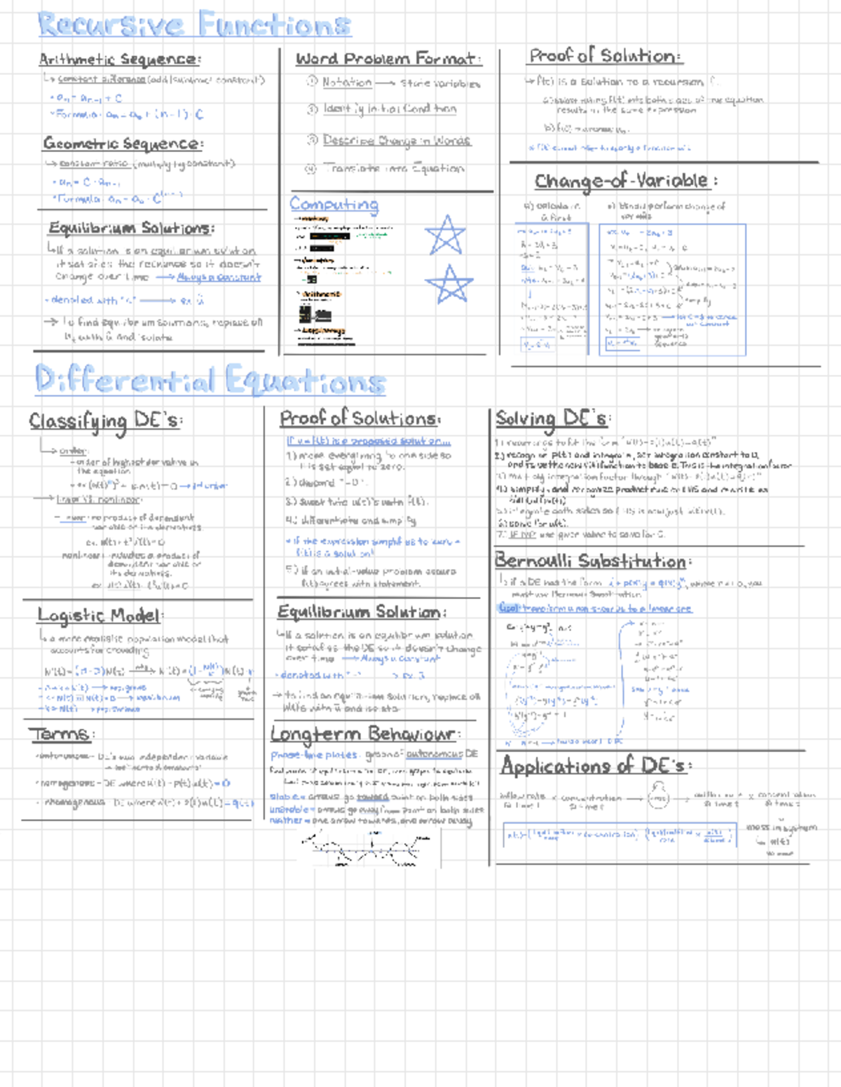 Recursive Functions and Differential Equations: Proofs and Applications ...