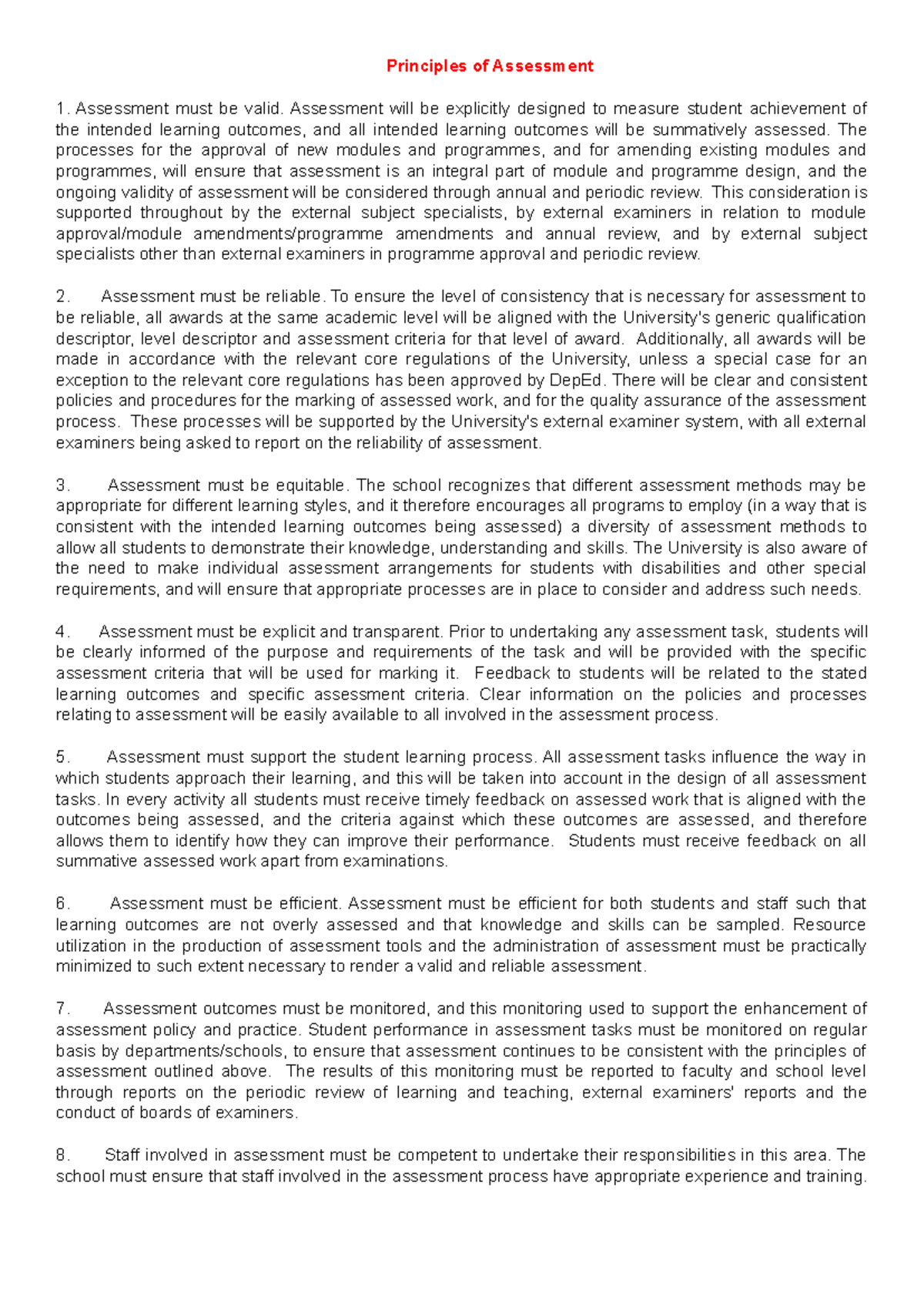 Assessment Principles and Characteristics: Lessons 1 & 2 Overview - Studocu