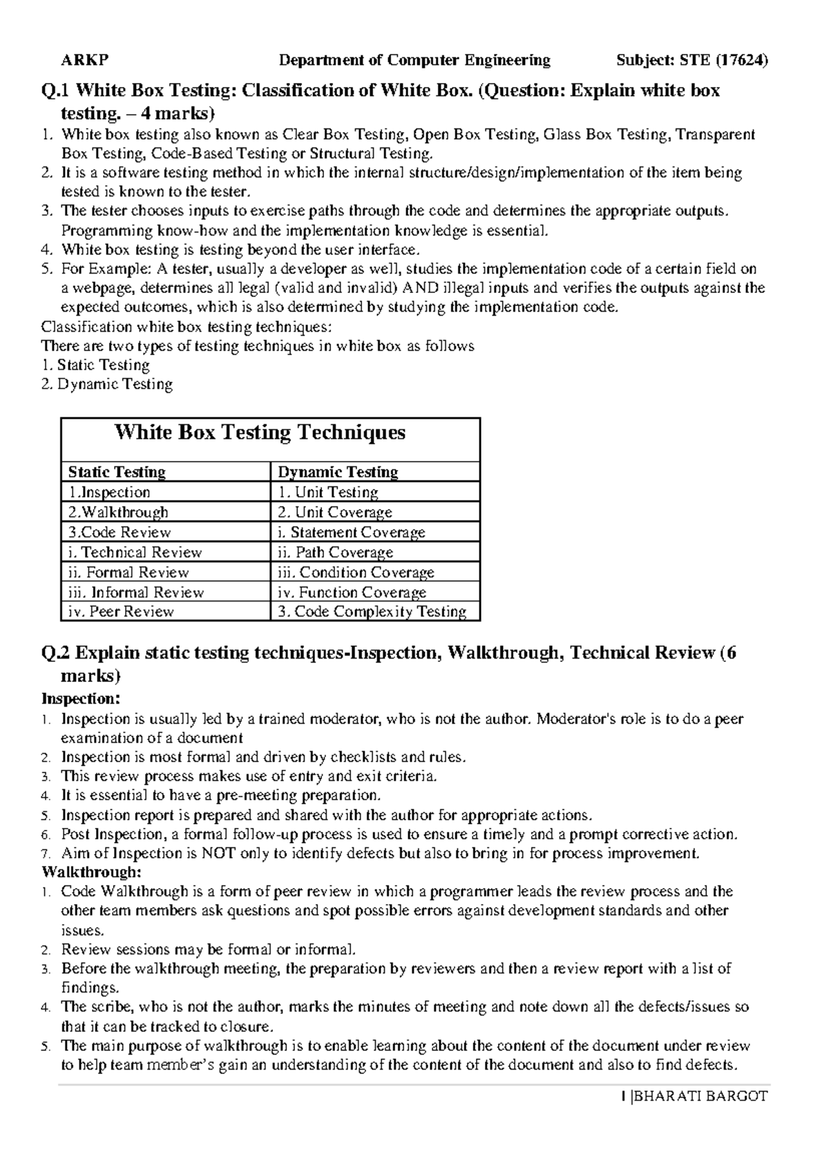Chapter 2: White Box Testing Techniques - STE (17624) 6th Sem G Scheme ...