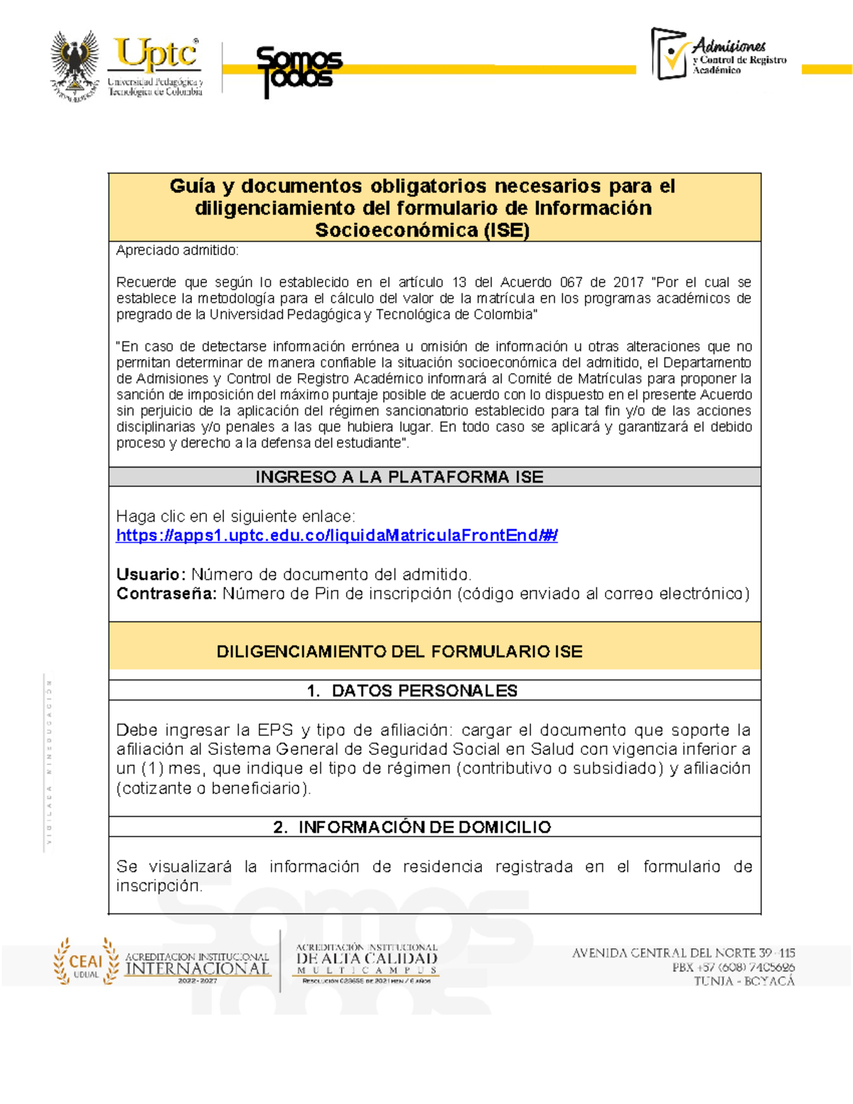 Guía ISE 2025 v2 - Diligenciamiento Formulario Socioeconómico - Studocu
