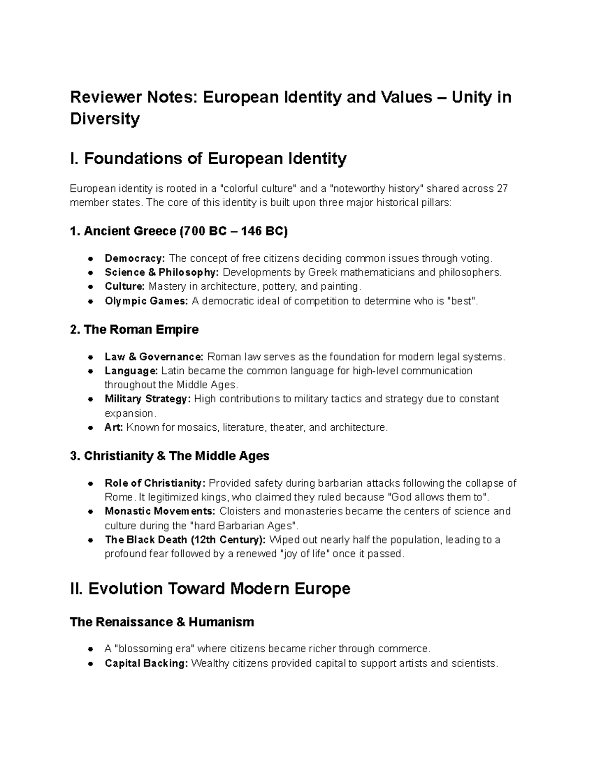 GCWorld Finals Reviewer: European Identity, Values, and Diversity ...
