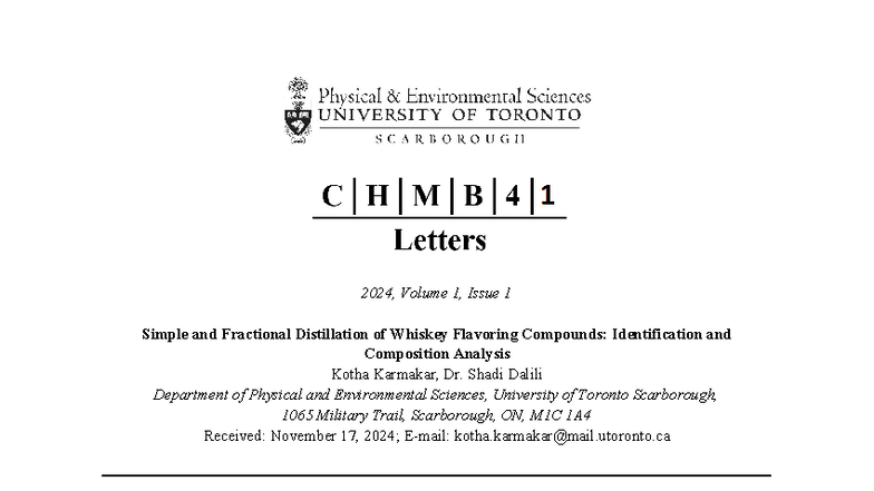 CHMB41 Final Lab Report: Distillation of Whiskey Flavor Compounds - Studocu