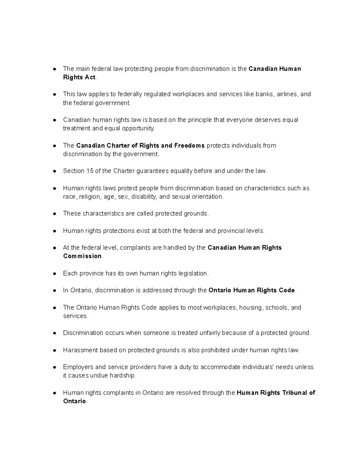 Canadian Human Rights Law Overview: Key Protections and Principles ...