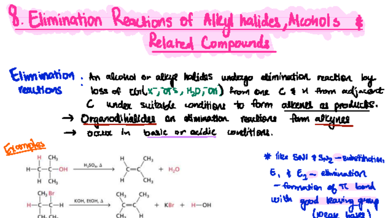 Ch-8 Elimination Reactions of Alkyl Halides & Alcohols - Studocu