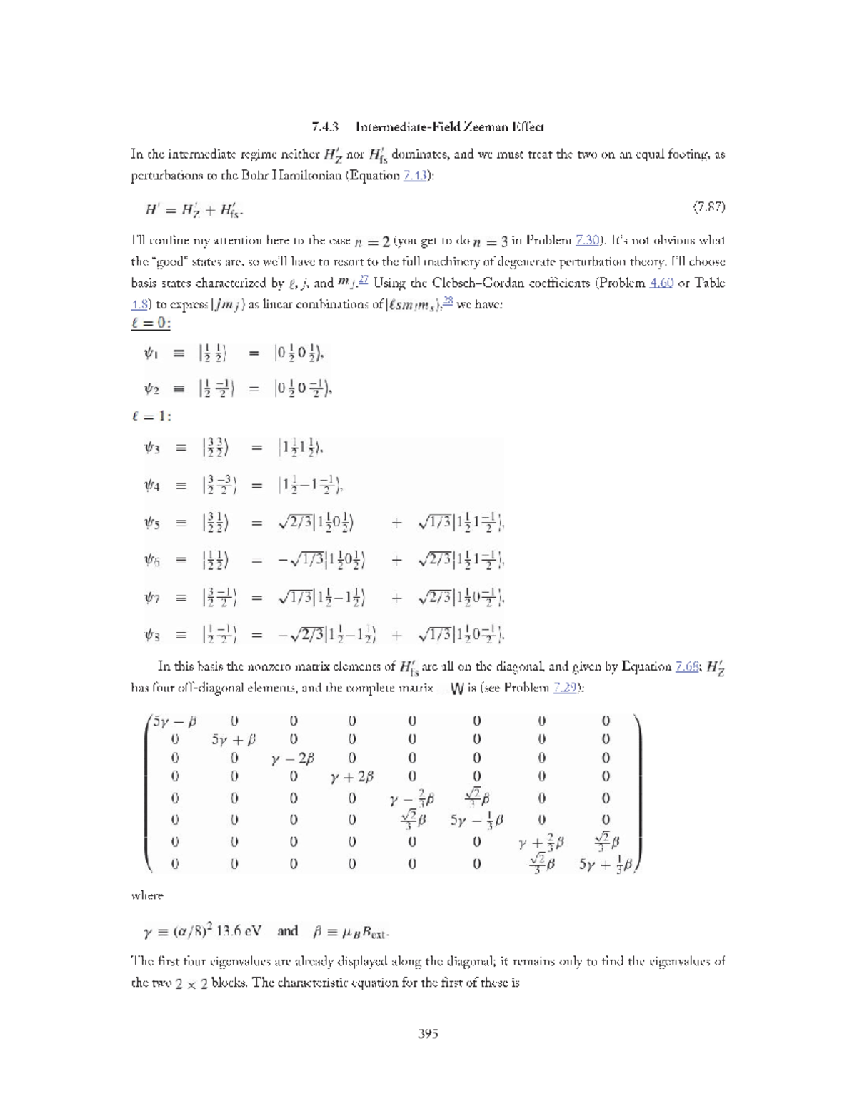 7.4.3 Intermediate-Field Zeeman Effect - 7.4 Zeeman Effect In the ...