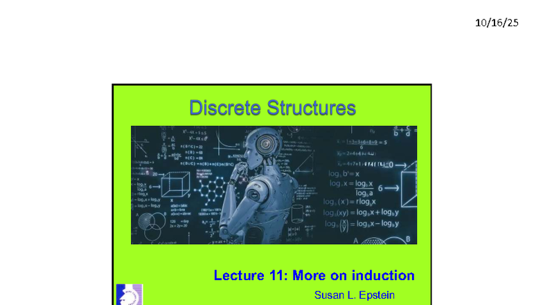 CSCI 150 Lecture 11: Advanced Concepts in Induction - Studocu