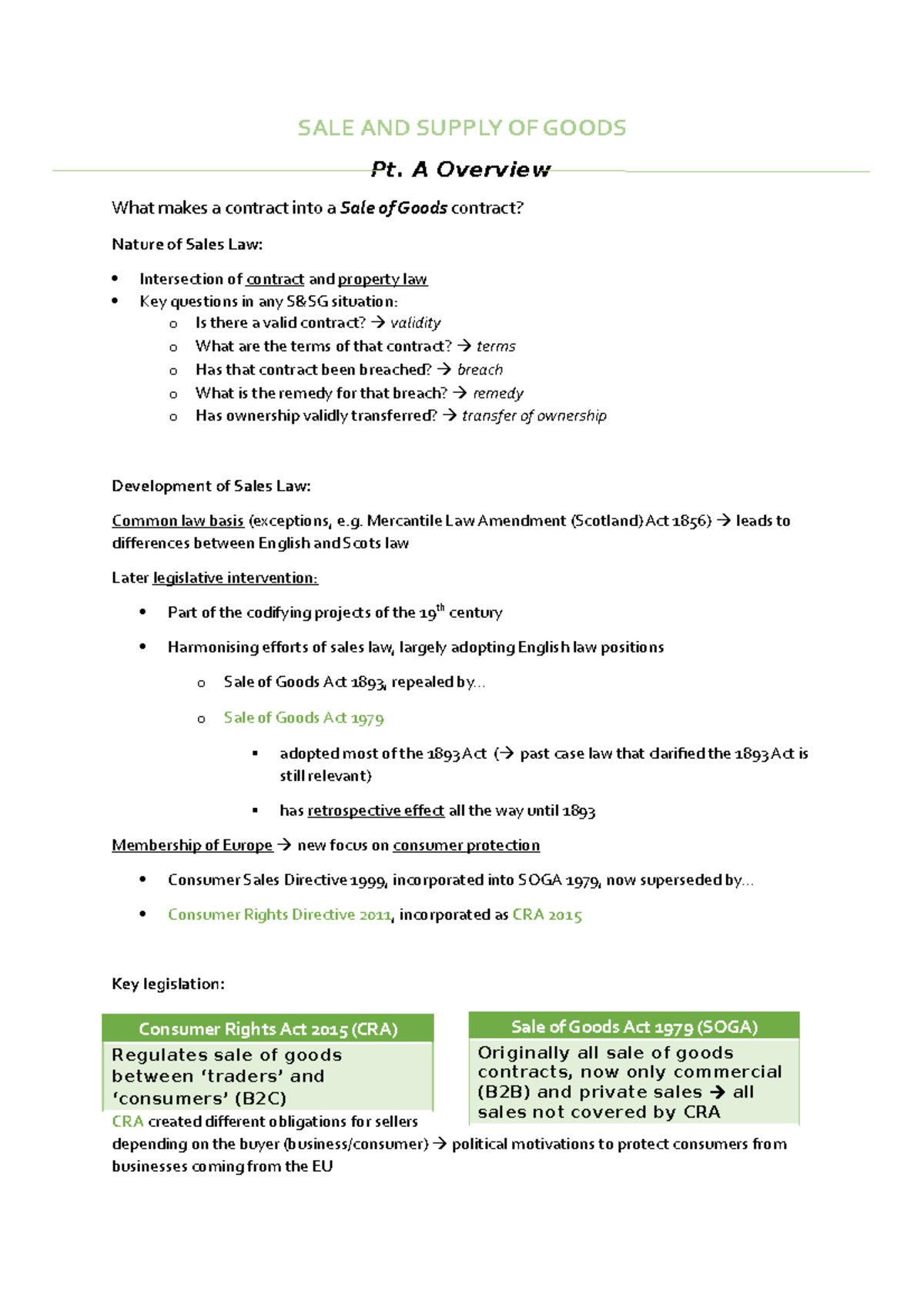 Sale of Goods Law Overview: Contracts and Key Legislation Insights ...