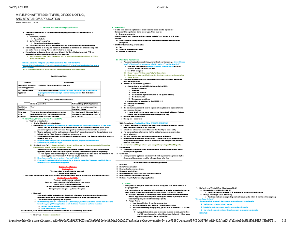 M.P.E.P. CHAPTER 200: TYPES & STATUS OF PATENT APPLICATIONS OVERVIEW ...