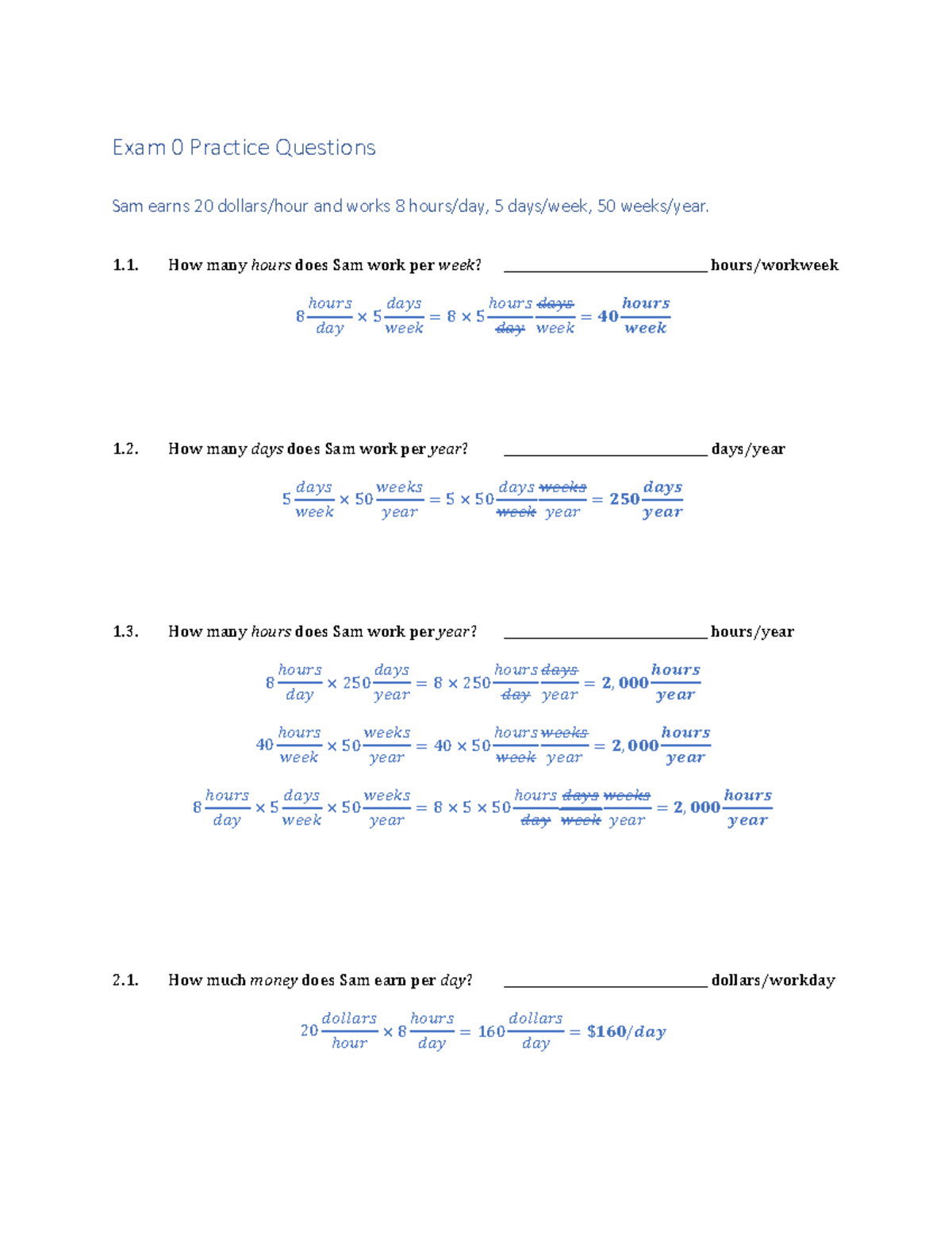 Exam 0 Practice Questions - MGSC 395: Sam's Earnings & Expenses - Studocu