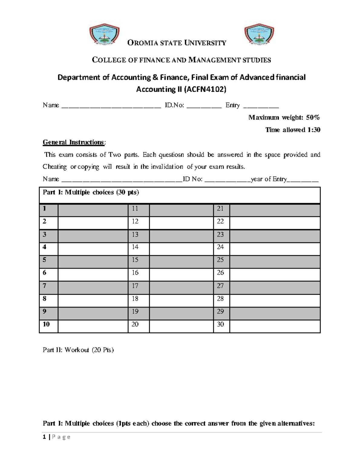 AFA II Final Exam - Advanced Financial Accounting II (ACFN4102) - Studocu
