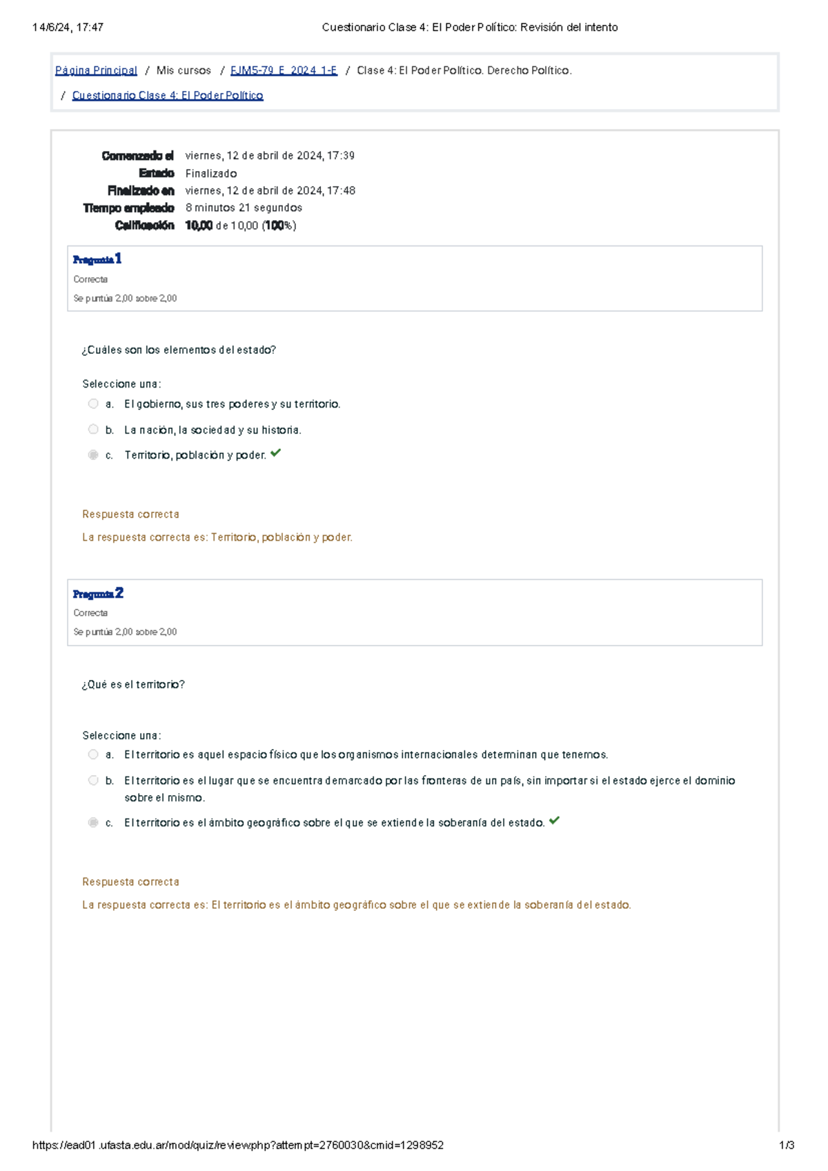 Cuestionario Clase 4 FJM5-79_E_2024_1-E: El Poder Político - Studocu