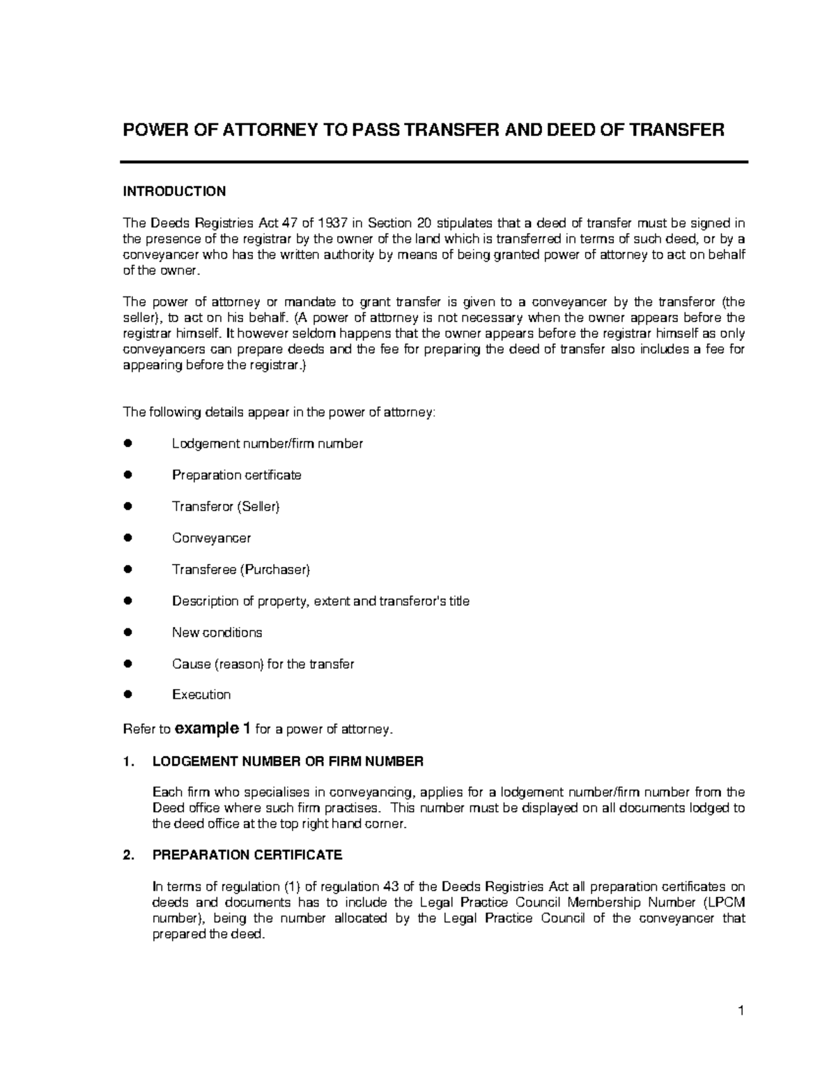Power of Attorney and Deed of Transfer: A Comprehensive Guide - Studocu