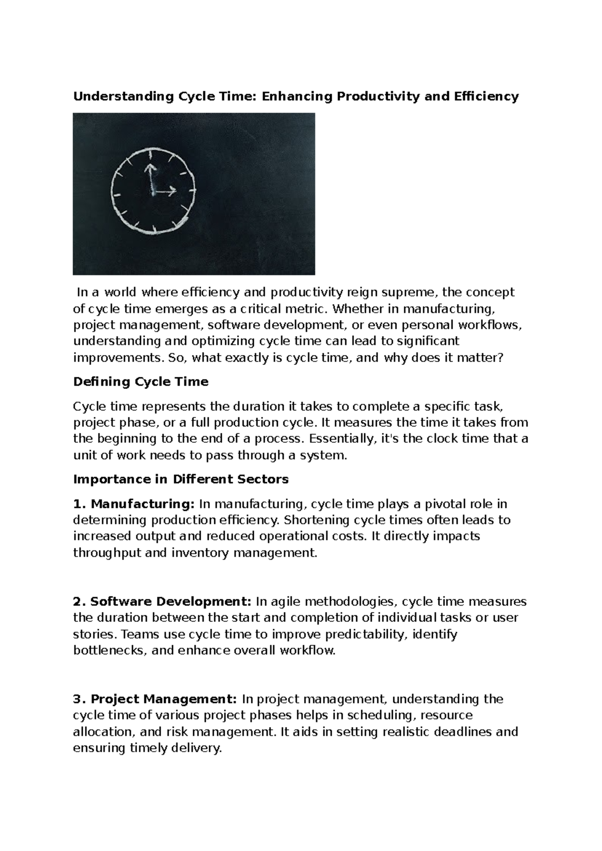 Understanding Cycle Time - Whether in manufacturing, project management ...