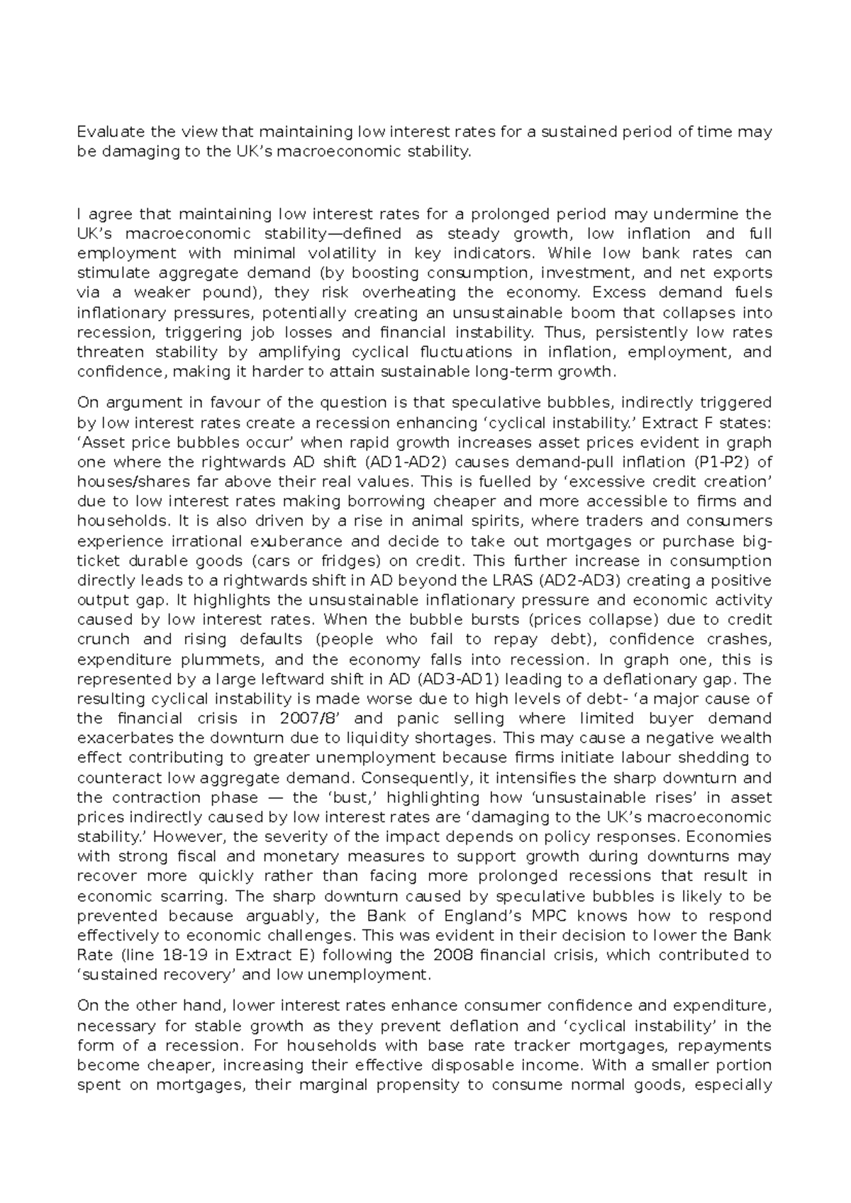 Low Interest Rates and Macroeconomic Stability: An Evaluation Essay ...