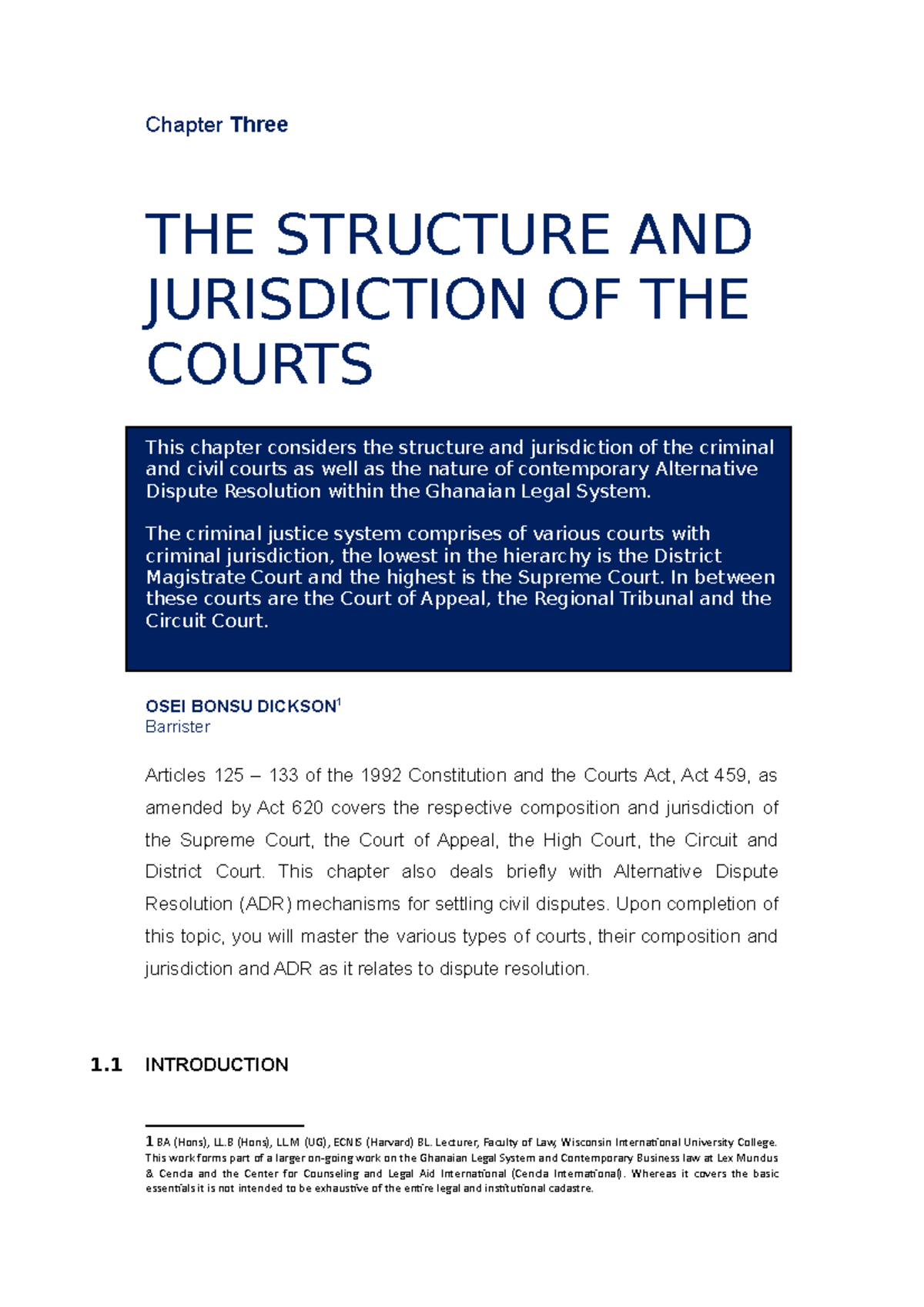 Chapter Three - Structure & Jurisdiction of Courts in Ghana (LAWS001 ...