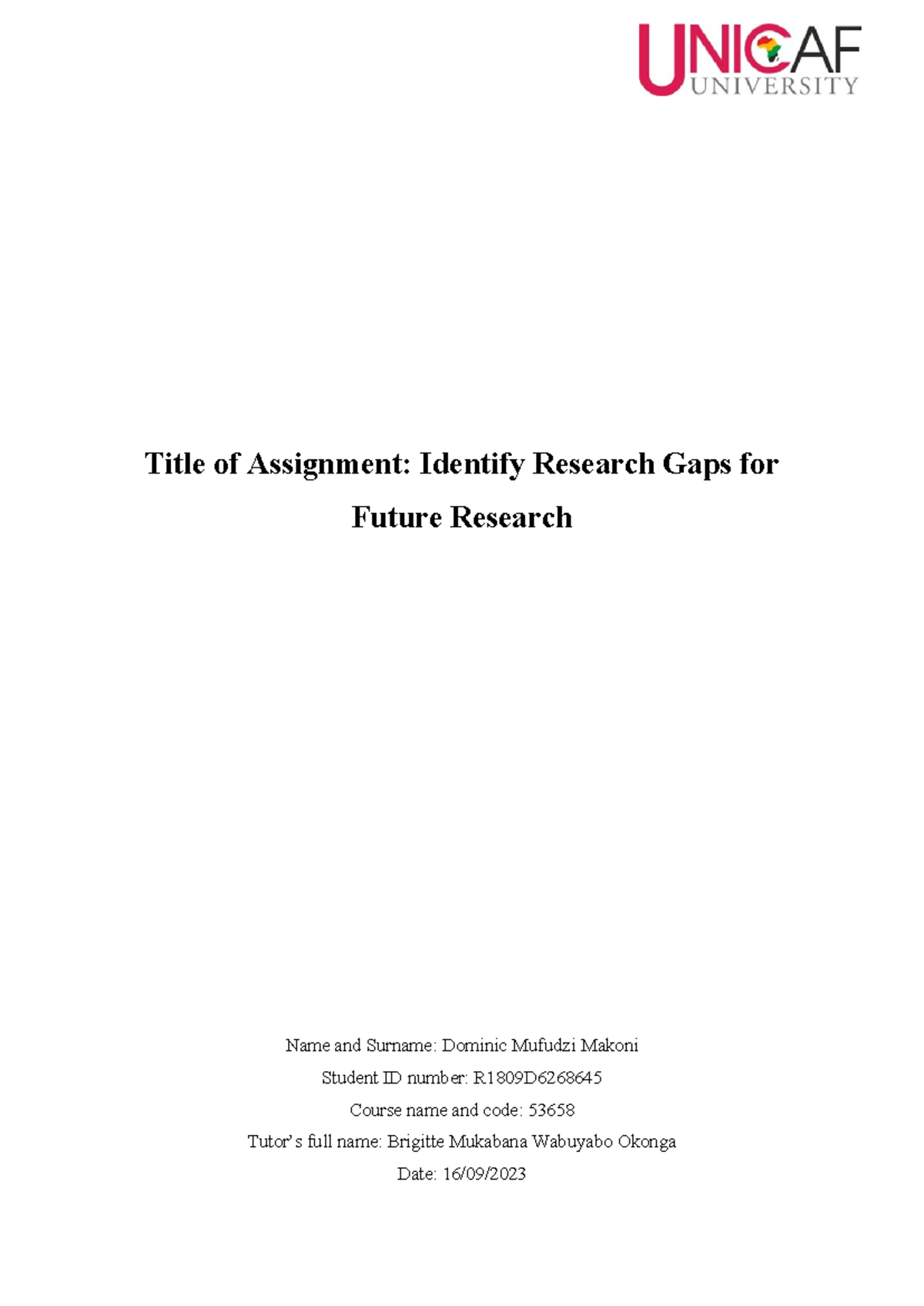 Gap Assignment - tutorials - Title of Assignment: Identify Research ...