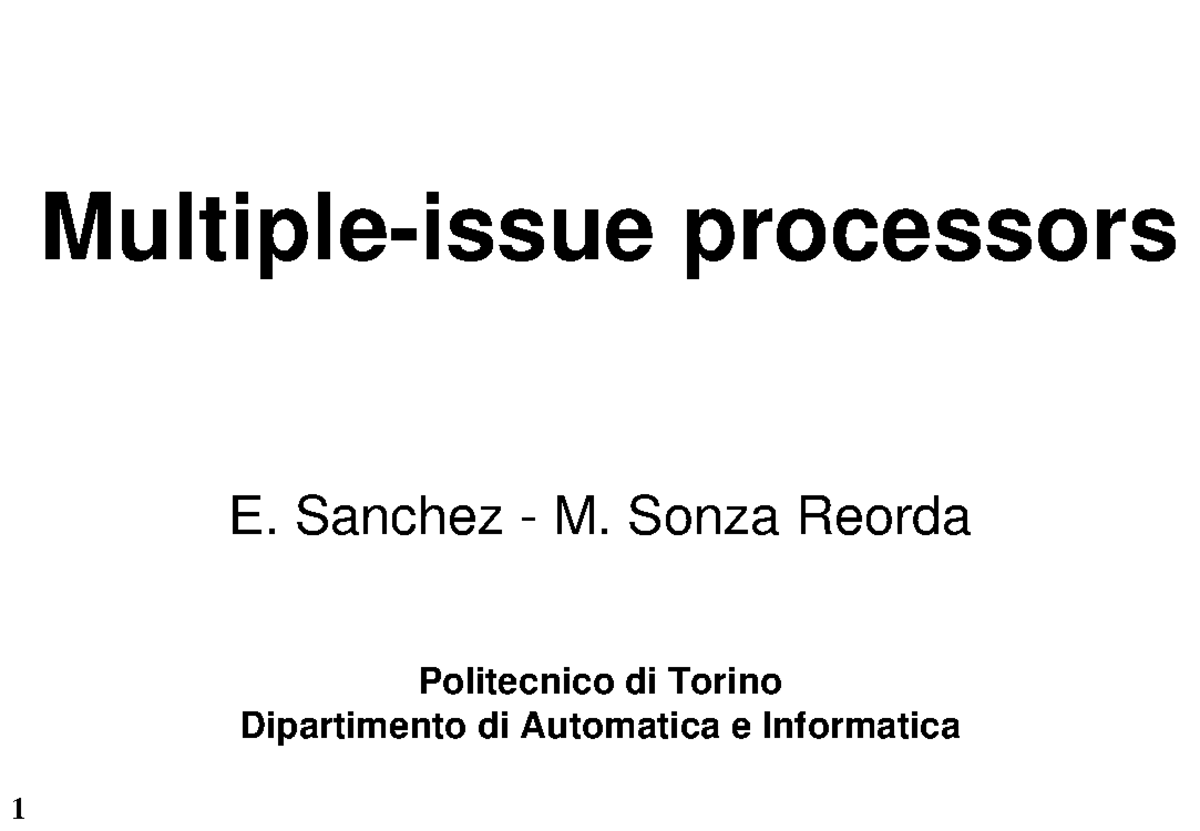13. Multiple issue processors - Multiple-issue processors Politecnico ...