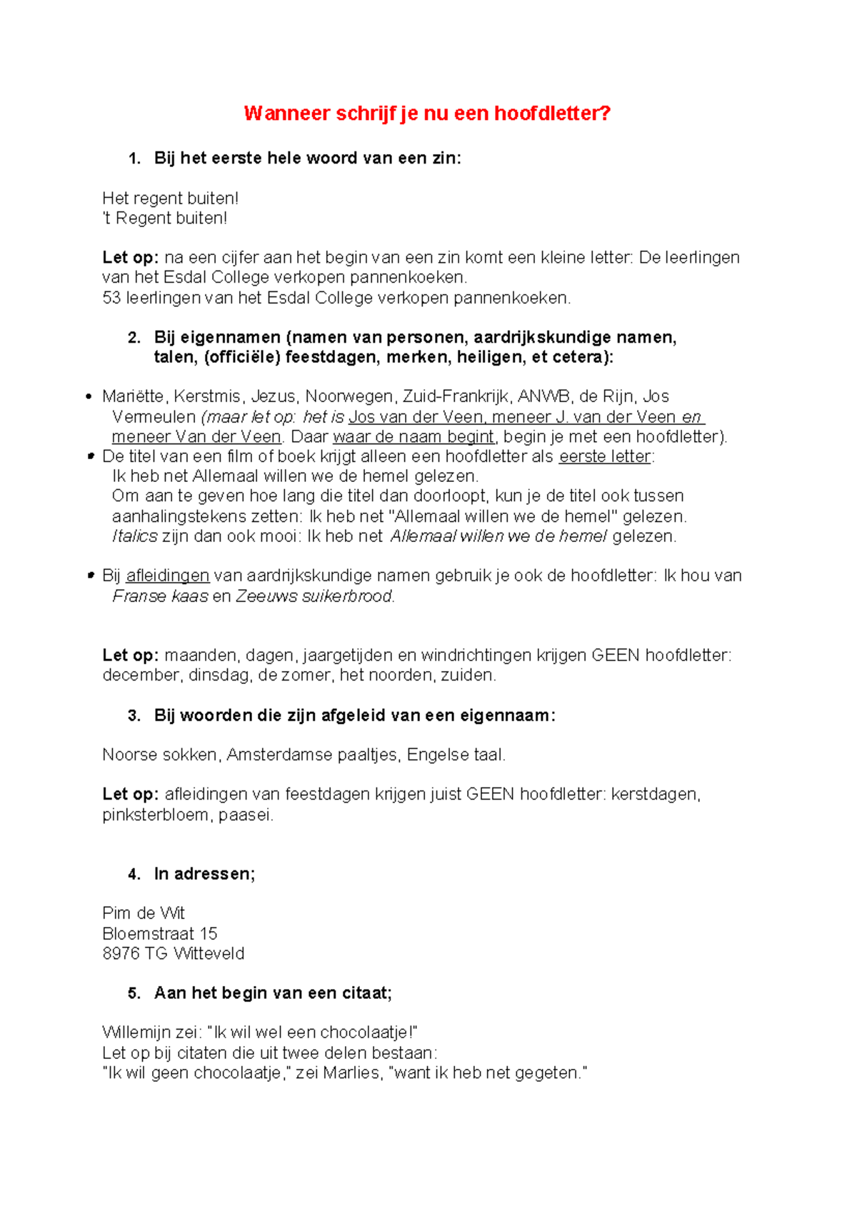 Hoofdletters en Interpunctie: Regels en Voorbeelden voor Schrijven ...