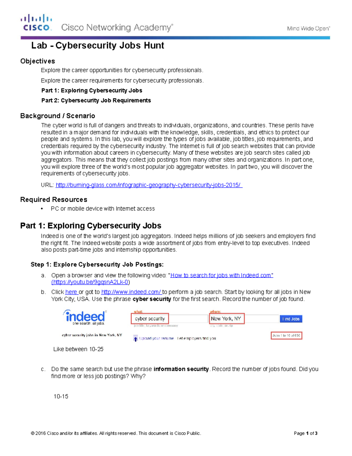 Lab 1.2.2.4 - Cybersecurity Job Hunt Exploration and Requirements - Studocu