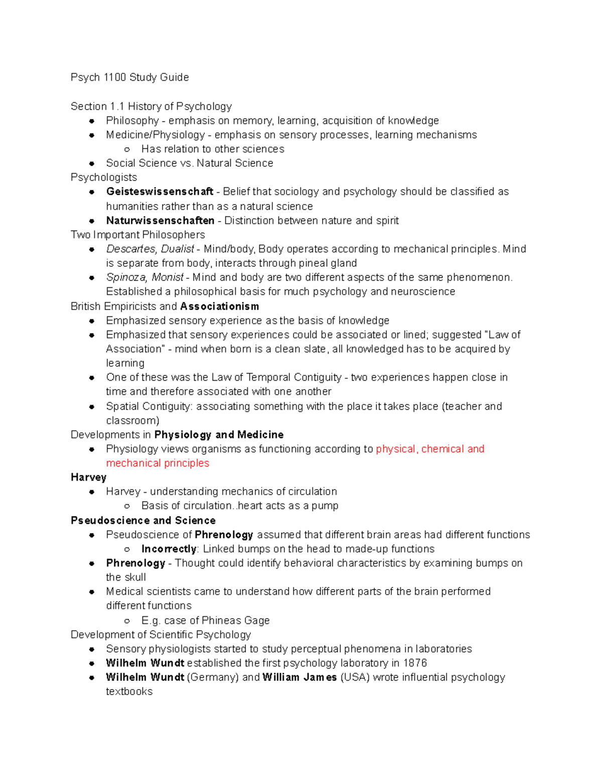 Psych 1100 Exam 1 Comprehensive Study Guide on Psychology Principles ...