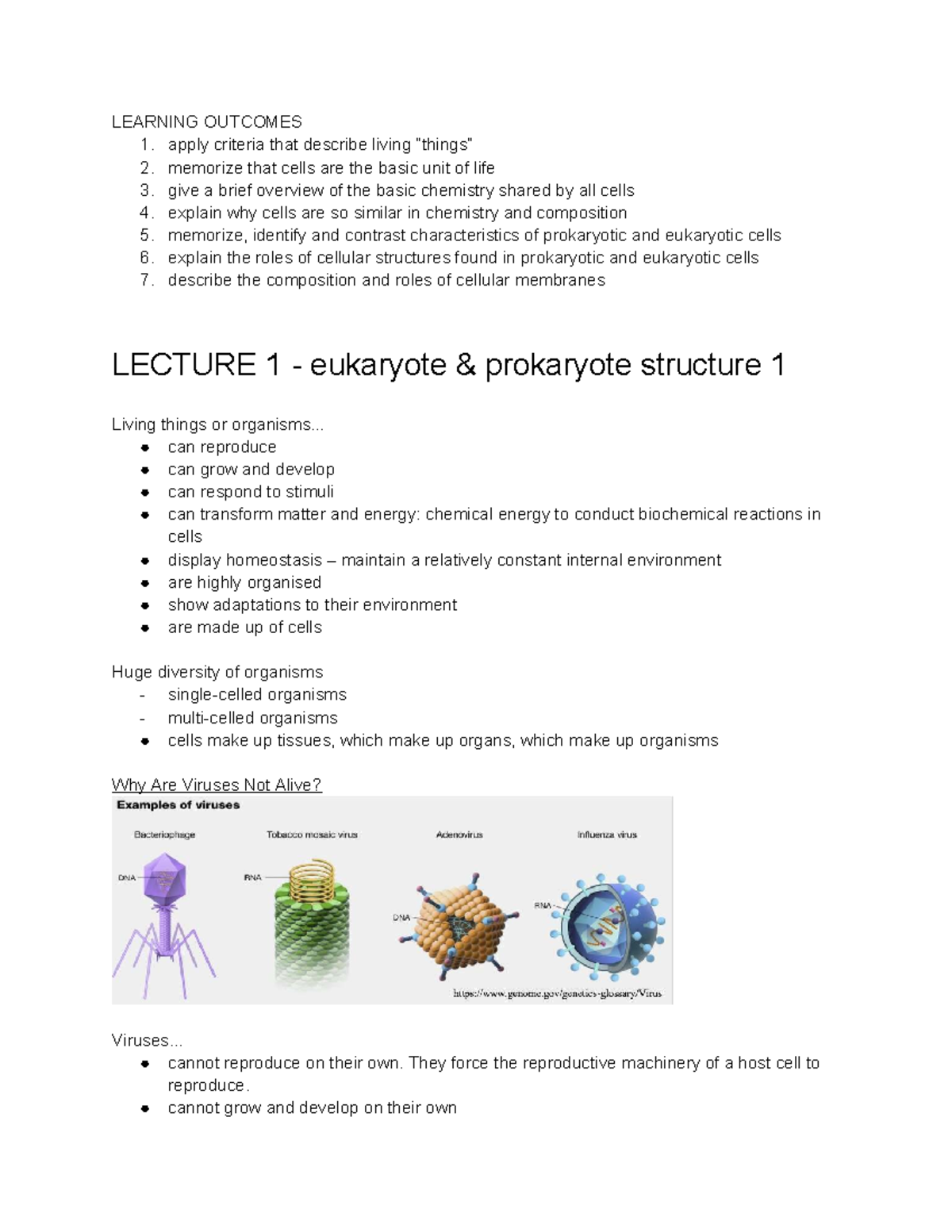 SCIE1106 - Lecture Notes on Cell Structure and Function - Studocu