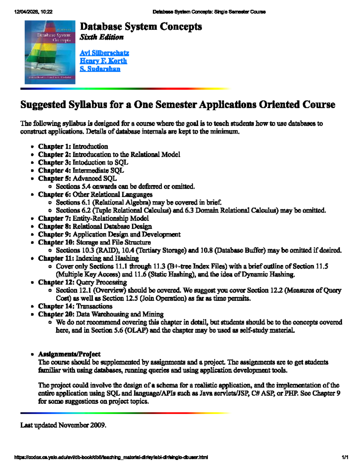 10:22 Database System Concepts: One Semester Course Syllabus - Studocu