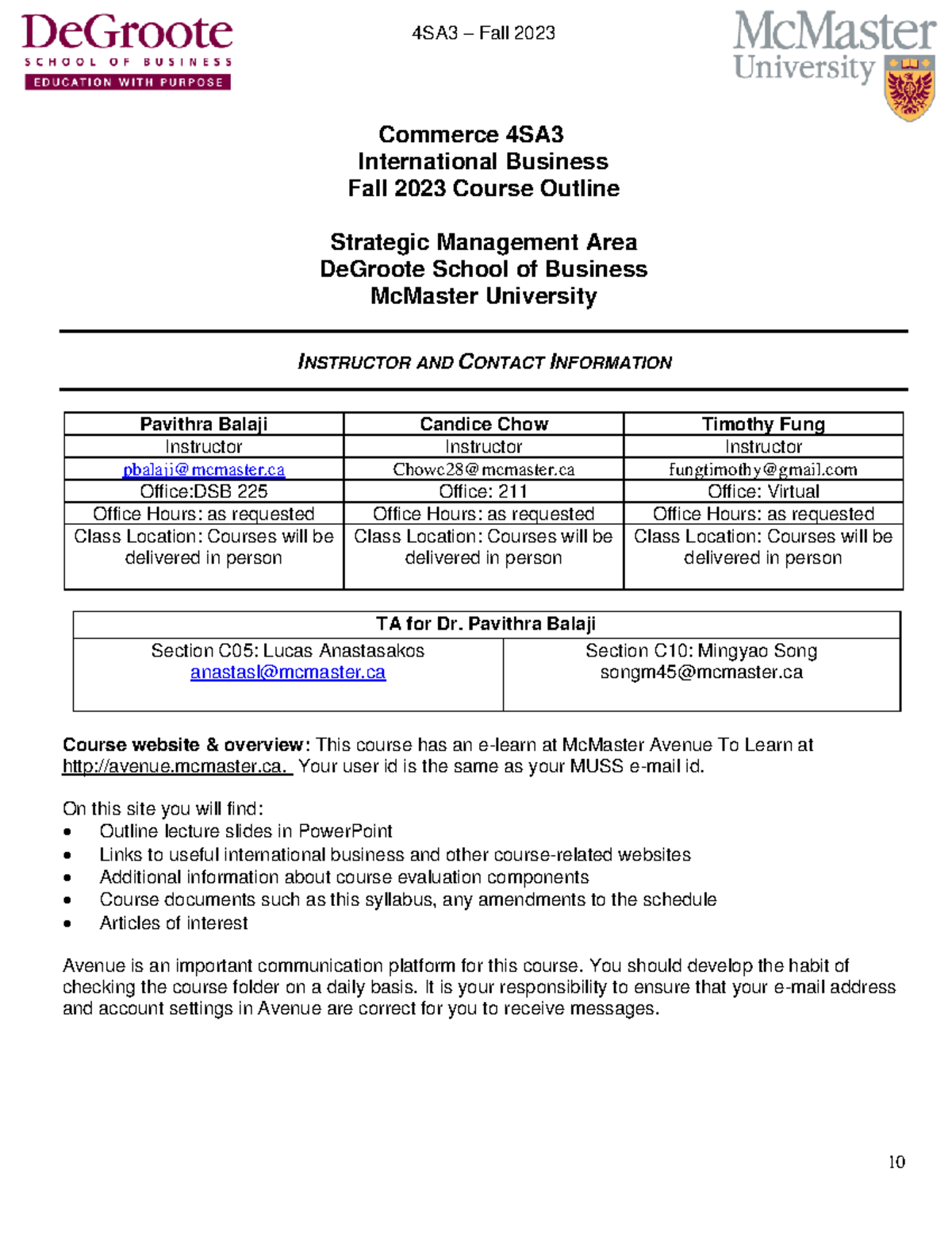4SA3 - International Business Course Outline Fall 2023 - Studocu