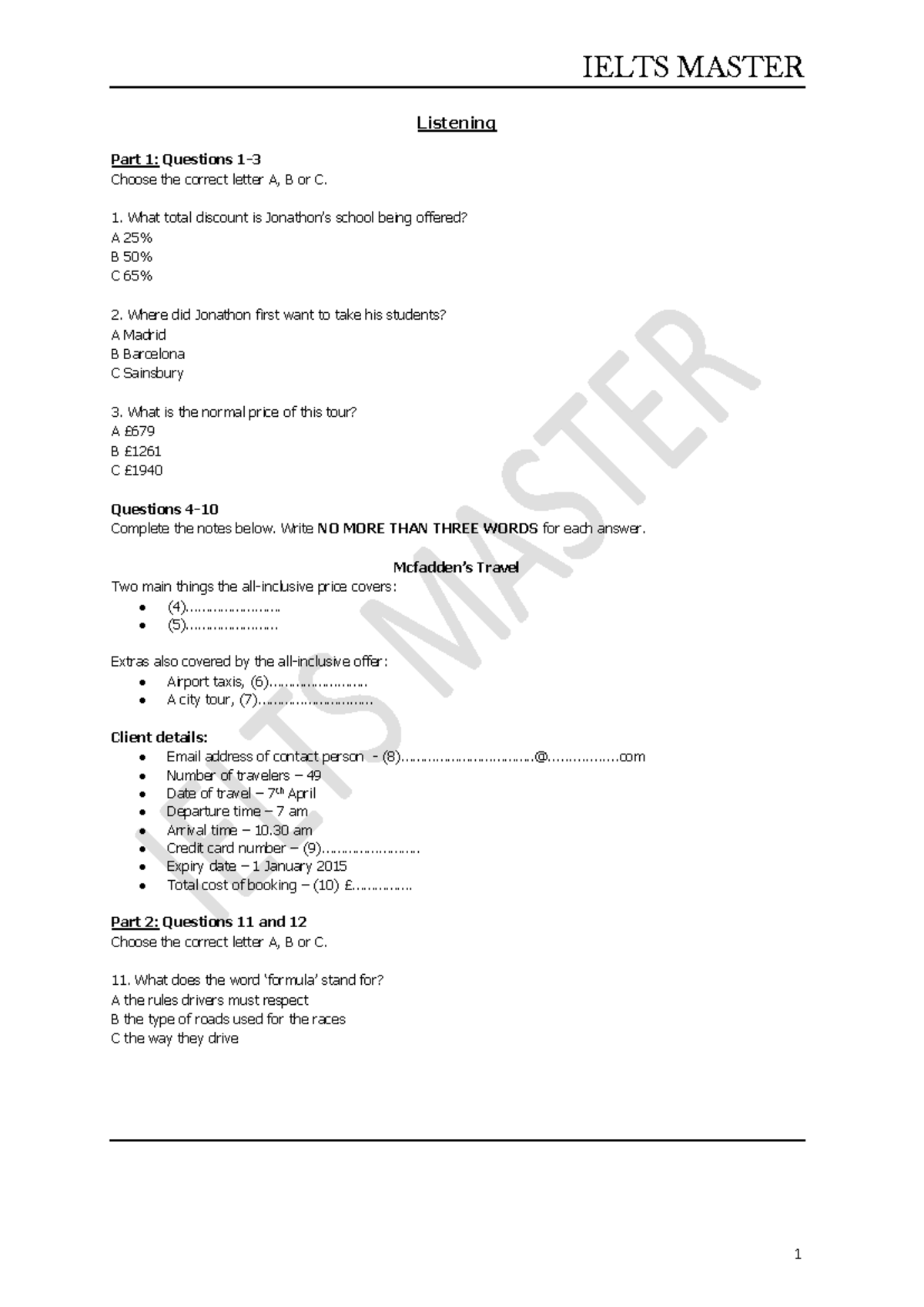 IELTS Listening Test 9 - Question Set and Notes - Studocu