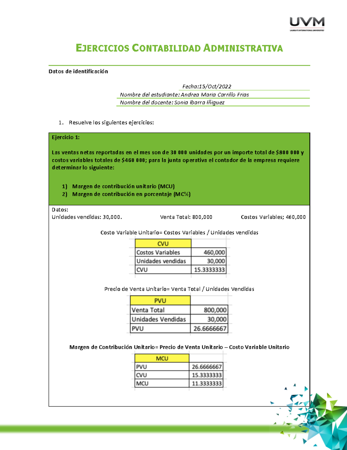 A5 AMCF - Ejercicios Margen de Contribucion - EJERCICIOS CONTABILIDAD ...