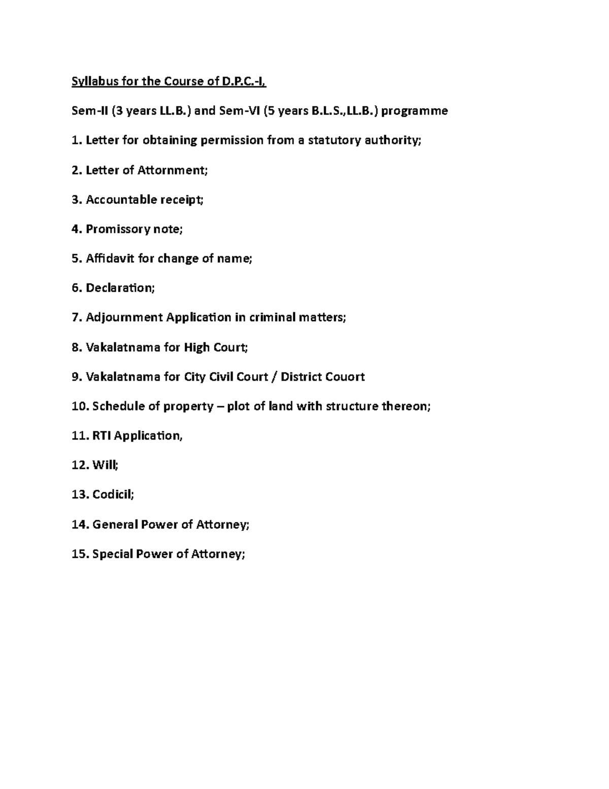 DPC-I & DPC-II Syllabus: Law of Crimes, Constitutional & Environmental ...
