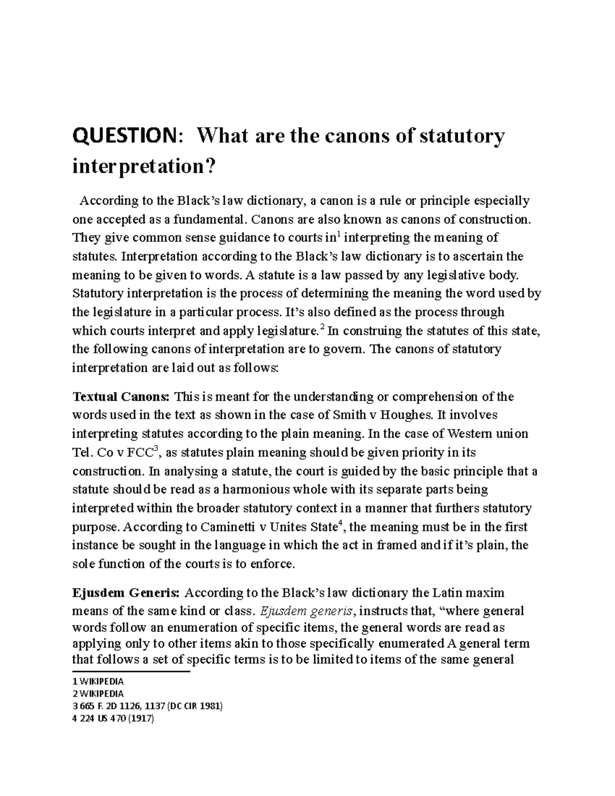 Canons of Statutory Interpretation: Key Principles and Examples - Studocu