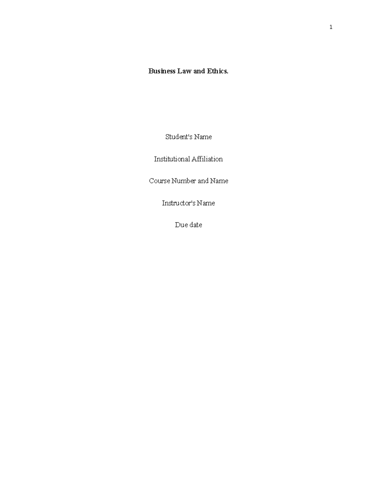 BUS 101 - Business Law & Ethics Lecture Materials and Discussion - Studocu