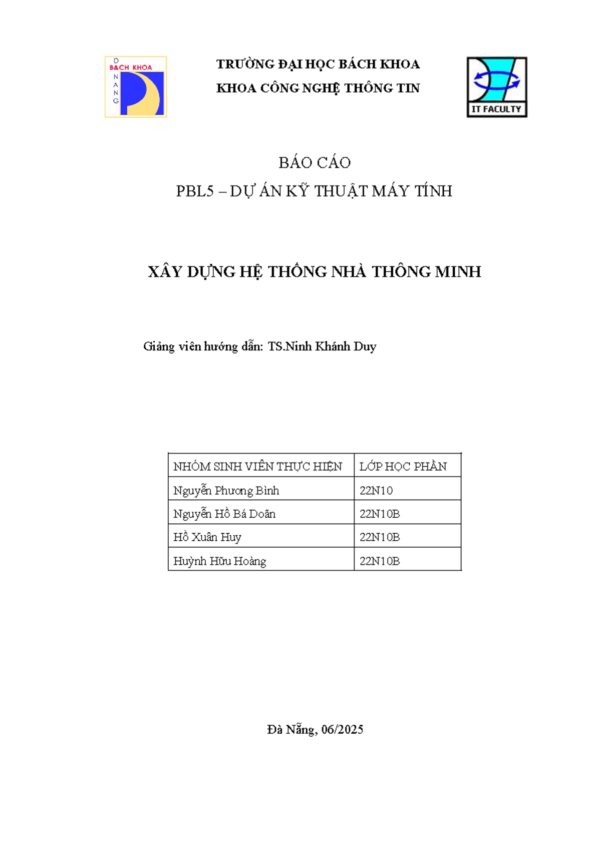 BÁO CÁO PBL5: DỰ ÁN HỆ THỐNG NHÀ THÔNG MINH VỚI AI VÀ VI ĐIỀU KHIỂN - Document Preview