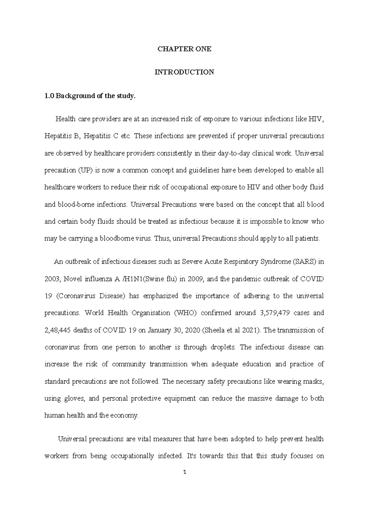 Nurse Olas 2022 - CHAPTER ONE INTRODUCTION 1 Background of the study ...