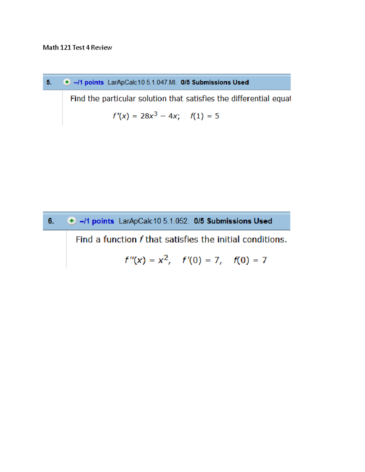 Math 121 Test 4 Review Notes: Key Problem Solving Strategies - Studocu