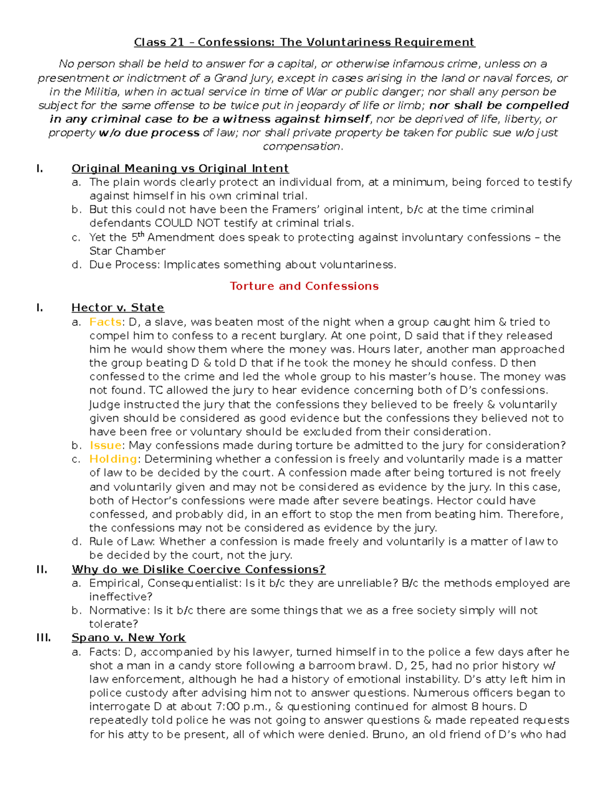 Class 21 – Confessions - The Voluntariness Requirement - Class 21 ...