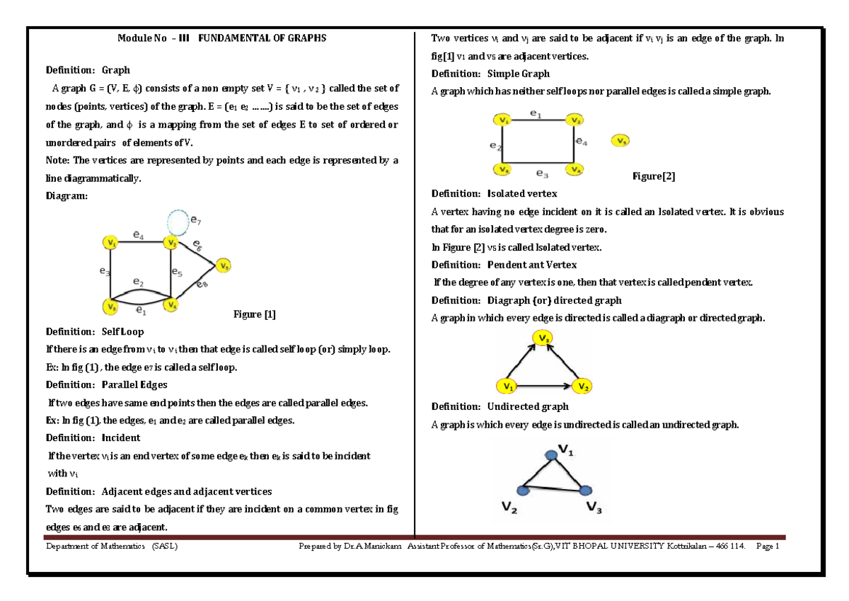 Module 3 - Fundamentals of Graphs: Definitions and Theorems - Studocu