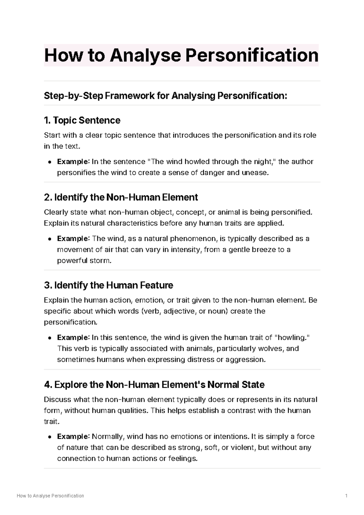 Analyzing Personification: A Step-by-Step Guide - Studocu