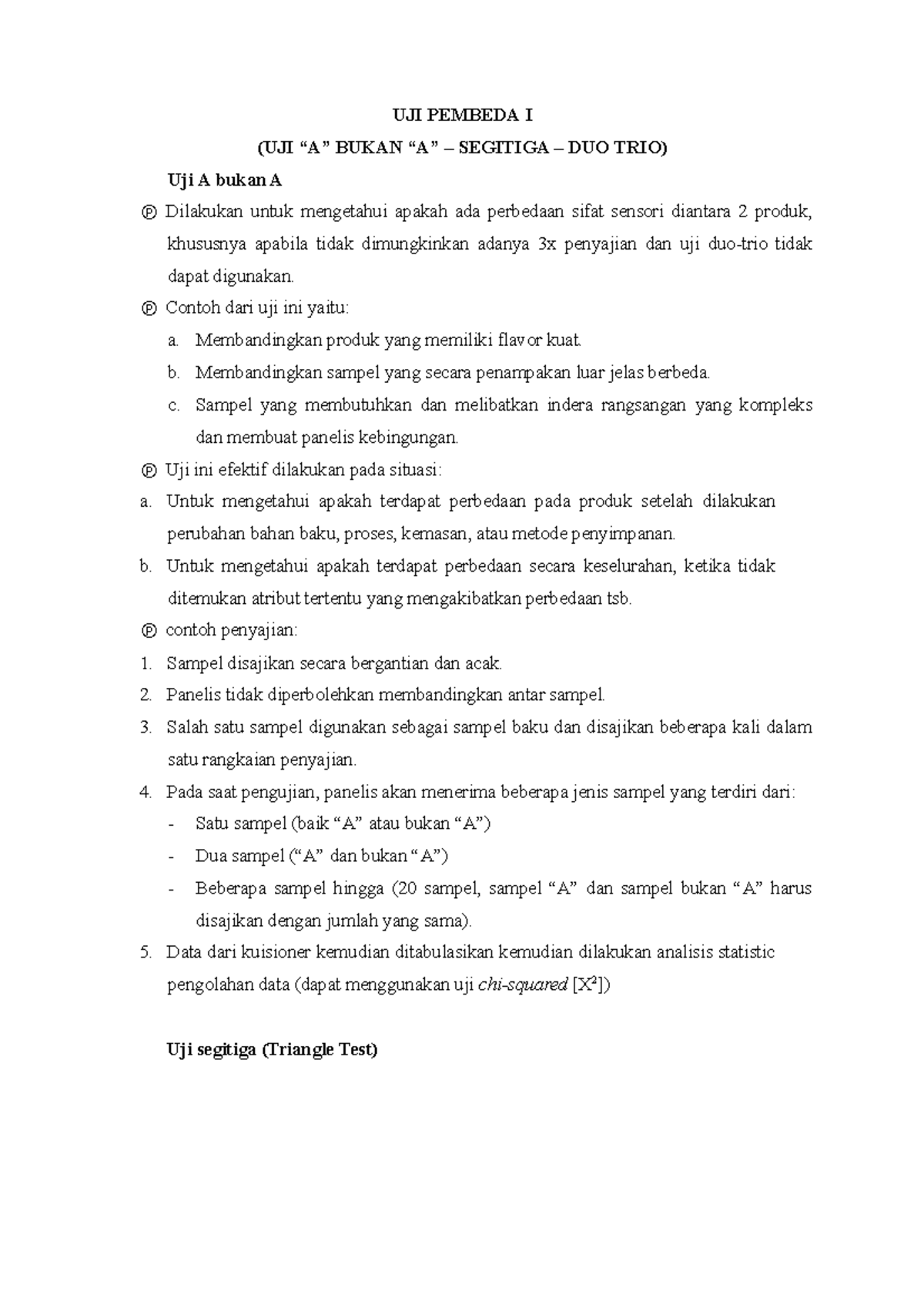 Uji Pembeda Organoleptik: Metode dan Analisis Sensori Produk - Studocu