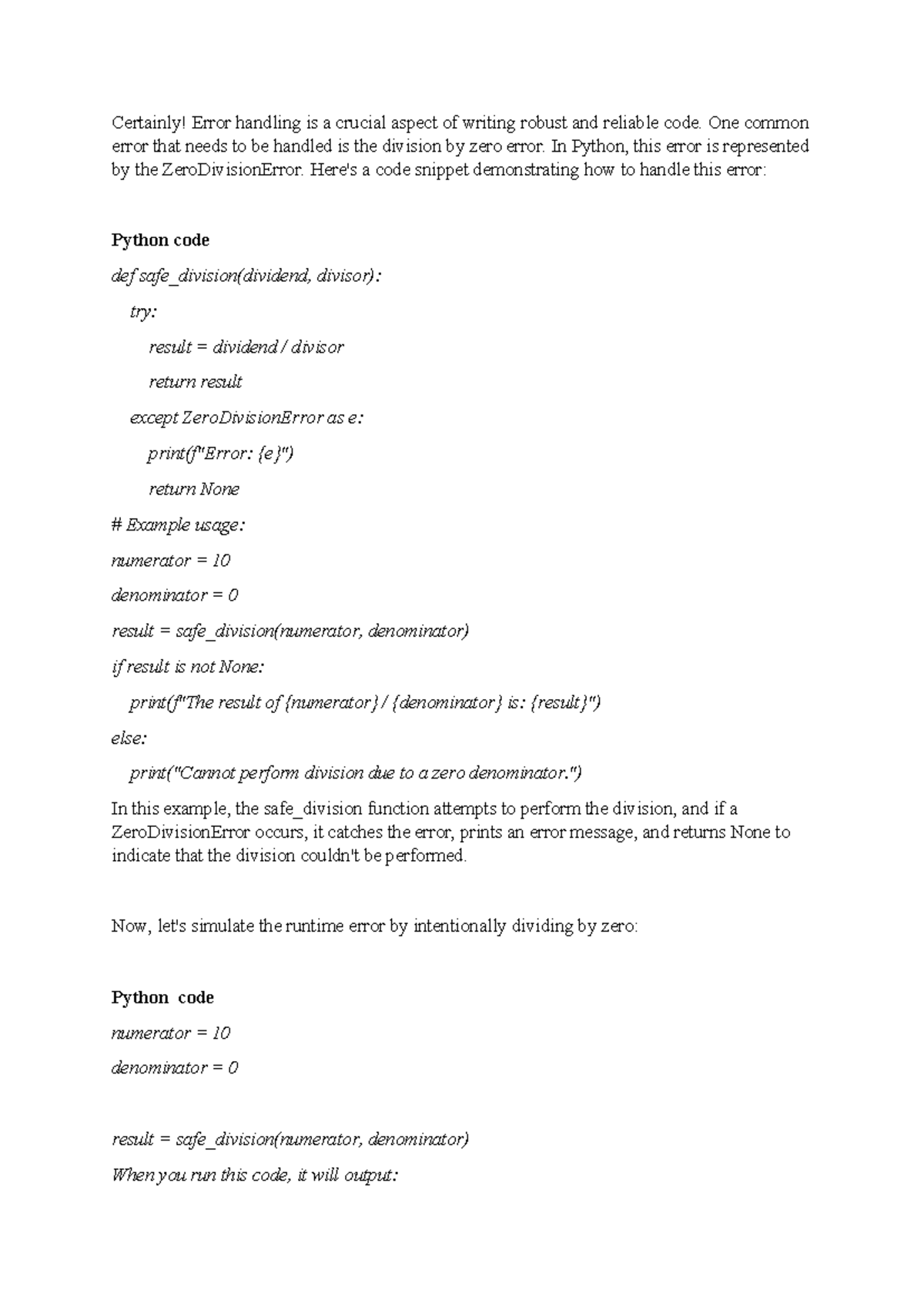 Programing assignment 3 - Certainly! Error handling is a crucial aspect ...