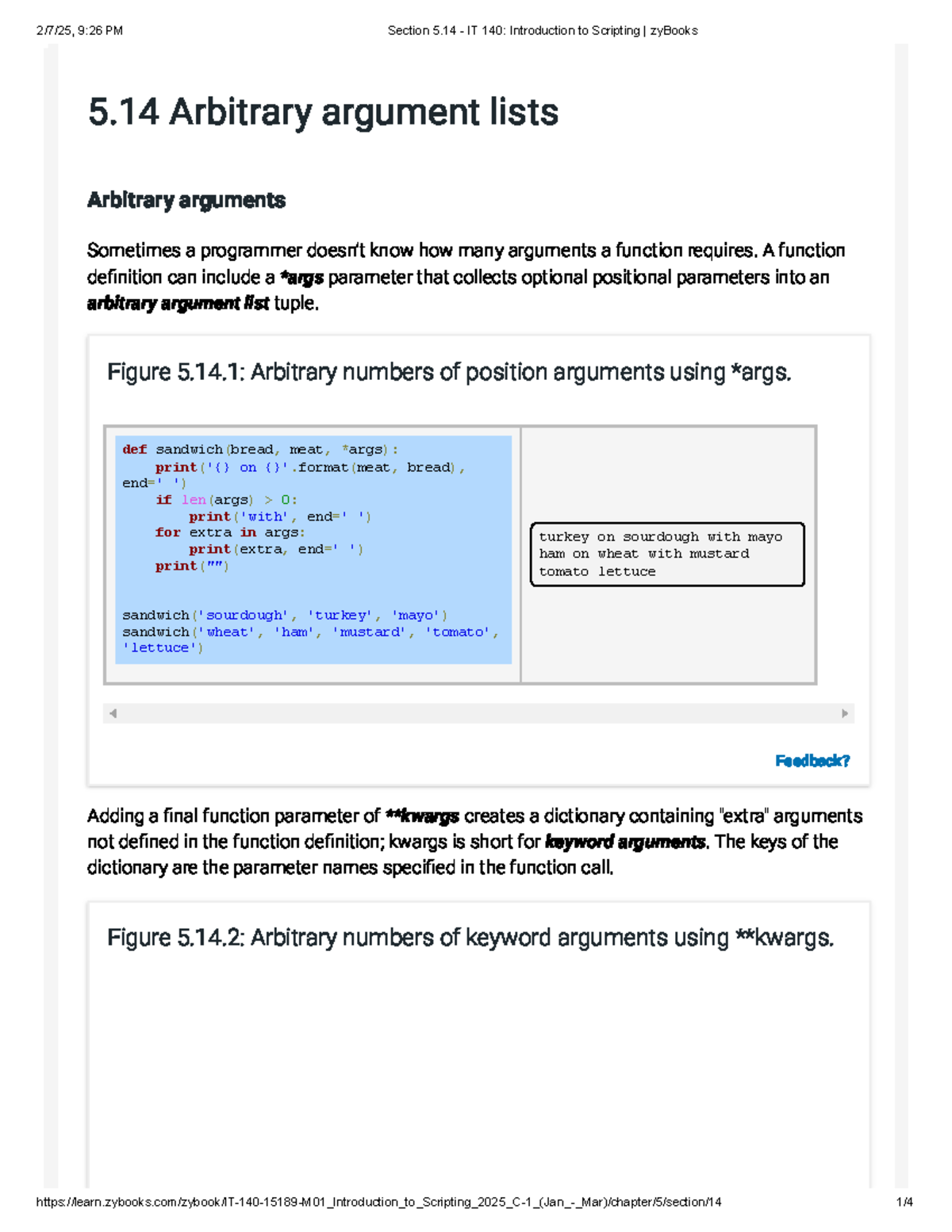 Section 5.14 - IT 140 Final Exam Notes on Arbitrary Argument Lists in ...