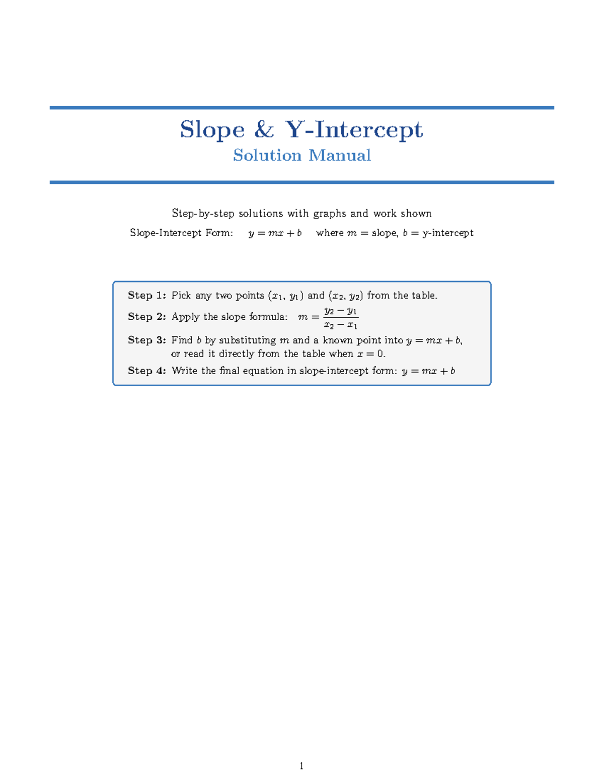 Slope Solution Manual: Math Worksheet with Graphs and Work Shown - Studocu