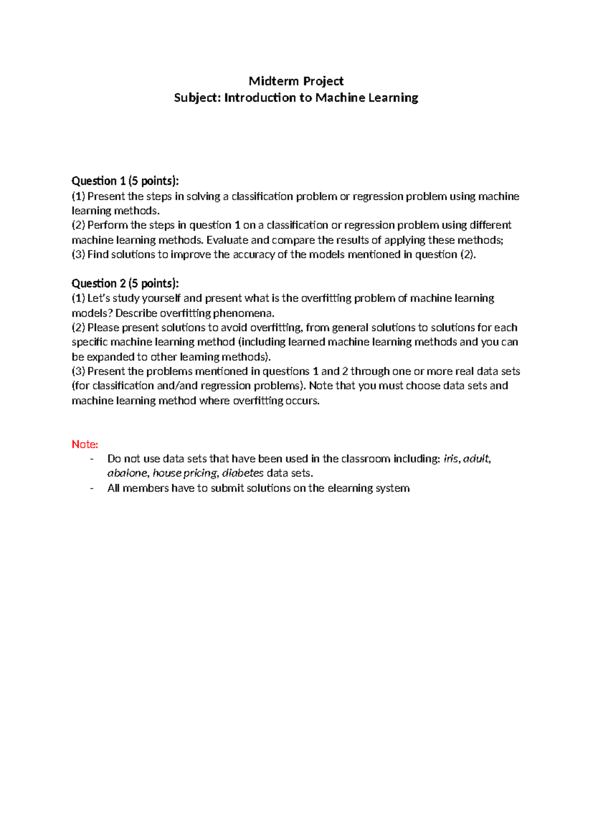 Middle Exam Project - Machine Learing 2023 - Midterm Project Subject ...