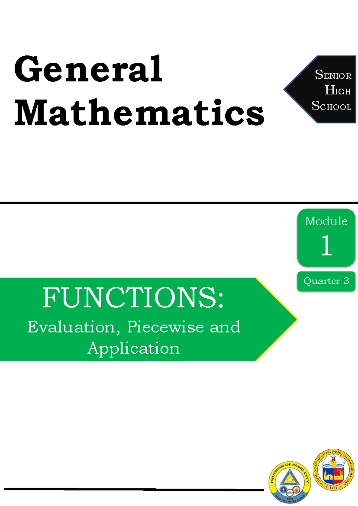 GEN MATH Q3 M2 - Functions: Evaluation, Piecewise & Applications - Studocu