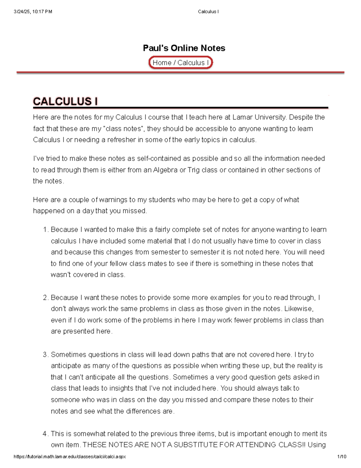 Calculus I (MATH 101) Comprehensive Online Lecture Notes - Studocu