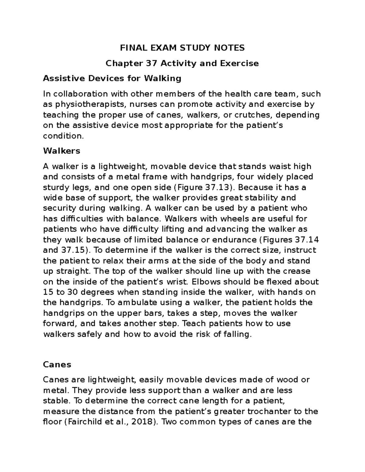 Final EXAM Study Notes - FINAL EXAM STUDY NOTES Chapter 37 Activity and ...