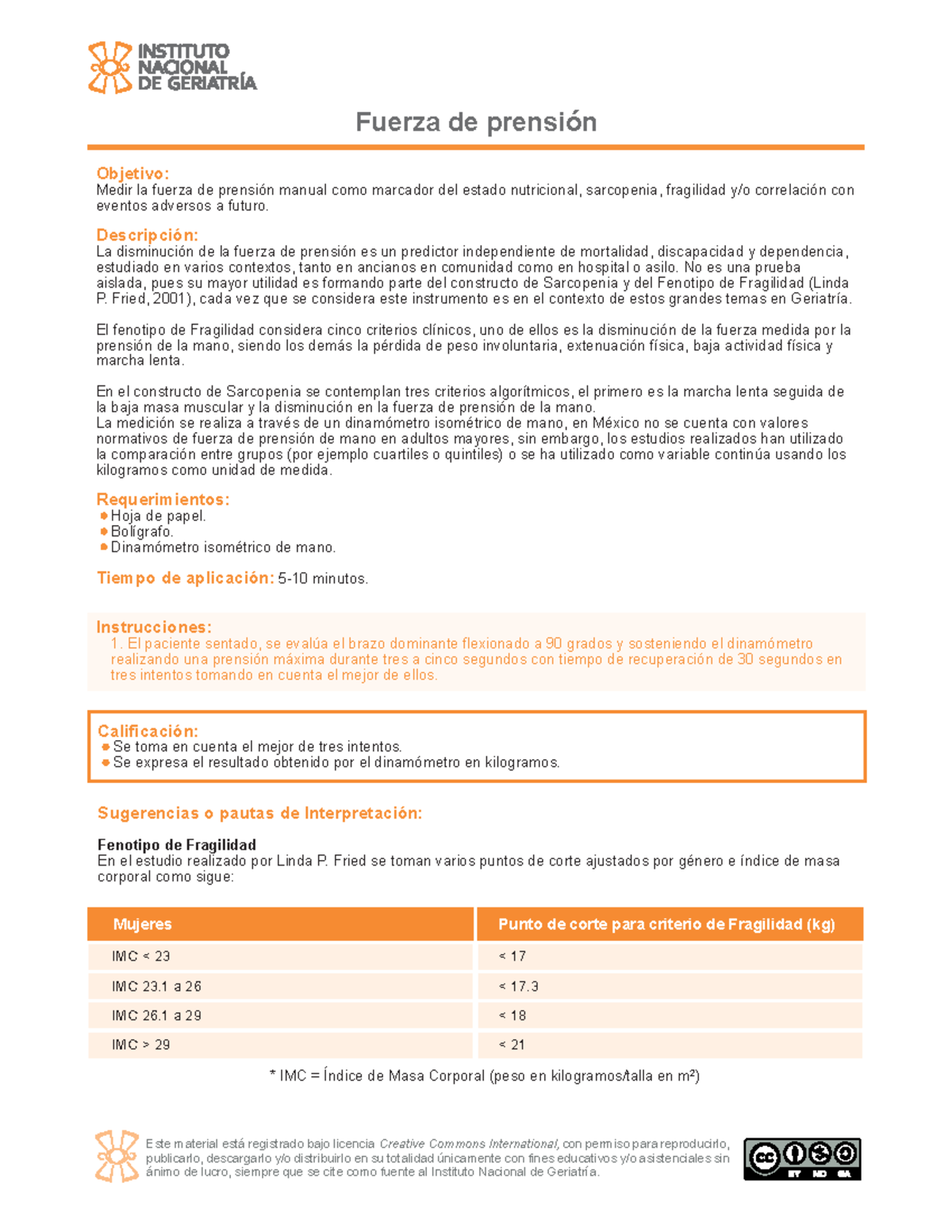Fuerza de Prensión: Evaluación de Sarcopenia y Fragilidad en Geriatría - Document Preview
