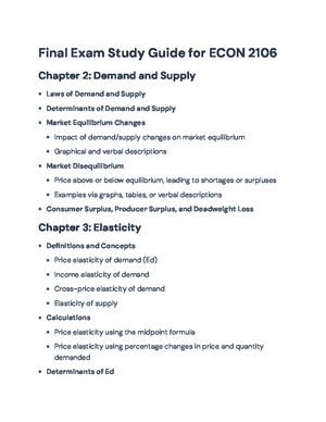ECON 2106 Final Exam Study Guide Outline: Key Concepts & Topics - ECON ...