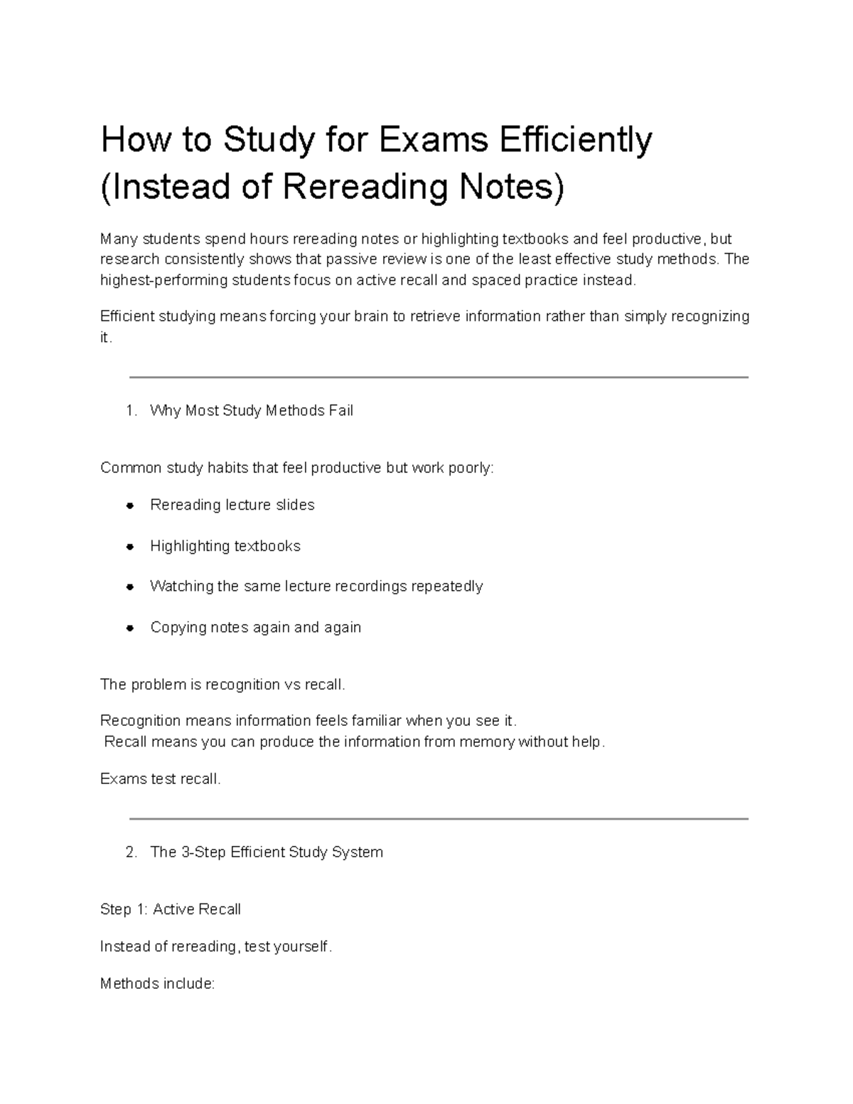 Efficient Exam Study Strategies: Active Recall & Spaced Practice - Studocu