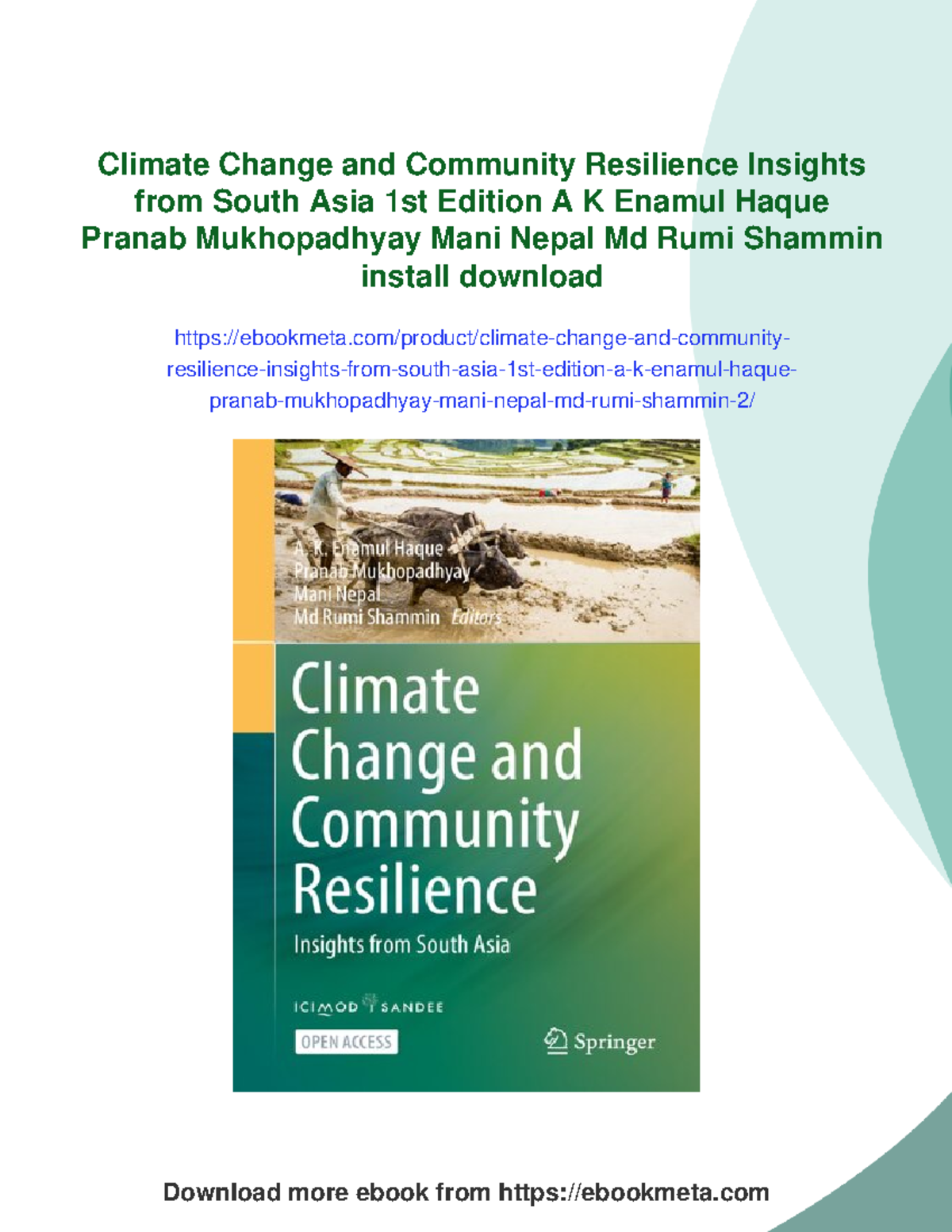 Climate Change and Community Resilience in South Asia: Insights ...